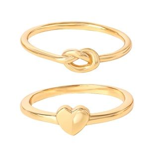 Jessica Simpson 14 karat Gold Plated Knot & Heart Ring Set, 2